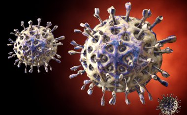 Virüs. Virüslü canlı, viral hastalığı salgın Bacteria.Viruses. 3D render