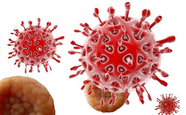 Virüs. Virüslü canlı, viral hastalığı salgın Bacteria.Viruses. 3D render