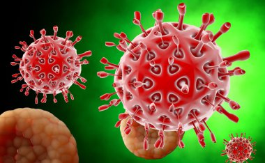 Virüs. Virüslü canlı, viral hastalığı salgın Bacteria.Viruses. 3D render