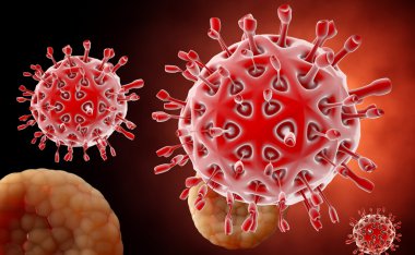 Virüs. Virüslü canlı, viral hastalığı salgın Bacteria.Viruses. 3D render