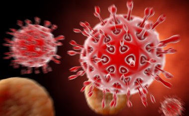 Virüs. Virüslü canlı, viral hastalığı salgın Bacteria.Viruses. 3D render