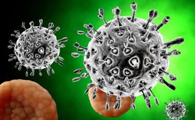 Virüs. Virüslü canlı, viral hastalığı salgın Bacteria.Viruses. 3D render
