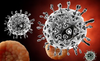 Virüs. Virüslü canlı, viral hastalığı salgın Bacteria.Viruses. 3D render