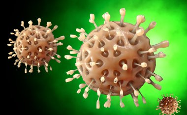 Virüs. Virüslü canlı, viral hastalığı salgın Bacteria.Viruses. 3D render