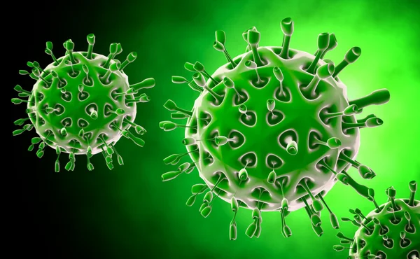 Virus. Bacteria.Viruses i infekterade organismen, virussjukdom epidemi. 3D gör — Stockfoto