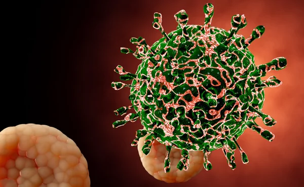 Virus. Virus en el organismo infectado, epidemia de enfermedades virales. 3d renderizar —  Fotos de Stock