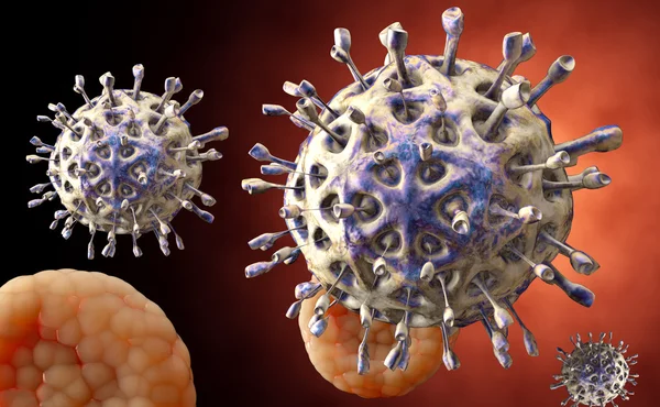 Virus. Bacteria.Viruses i infekterade organismen, virussjukdom epidemi. 3D gör — Stockfoto