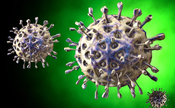 Virus. Bacteria.Viruses i infekterade organismen, virussjukdom epidemi. 3D gör — Stockfoto