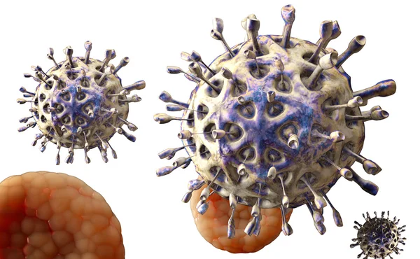 Вирус. Бактерии. Вирусы в инфицированном организме, эпидемия вирусных заболеваний. 3D рендеринг — стоковое фото