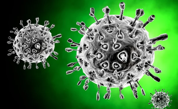 Virus. Bacteria.Viruses i infekterade organismen, virussjukdom epidemi. 3D gör — Stockfoto