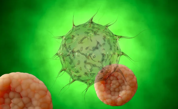 Virus. Bacteria.Viruses i infekterade organismen, virussjukdom epidemi. 3D gör — Stockfoto