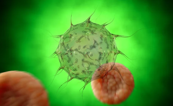 Virus. Bacteria.Viruses i infekterade organismen, virussjukdom epidemi. 3D gör — Stockfoto