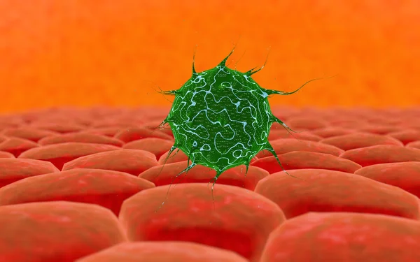 Vírus. Bactérias. Vírus no organismo infectado, epidemia de doenças virais. Renderização 3d — Fotografia de Stock