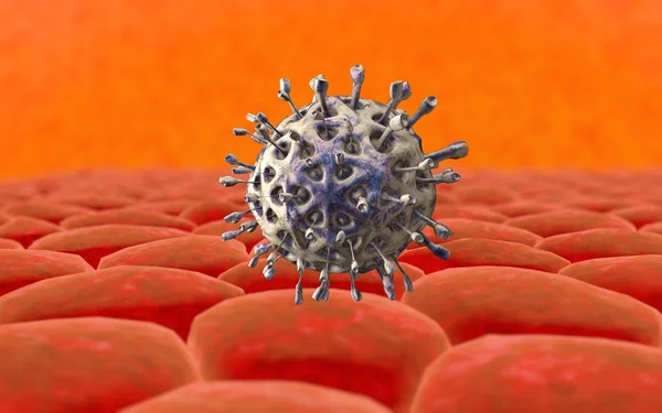 Virus. Virus en el organismo infectado, epidemia de enfermedades virales. 3d renderizar — Foto de Stock