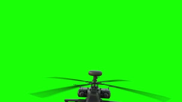 Vojenská helikoptéra Boeing AH-64 Apache realistická 3D animace. Realistické úvahy, stíny a pohyb. Zelená obrazovka — Stock video