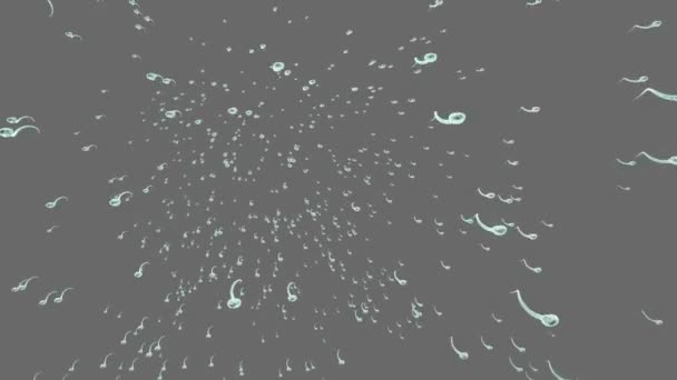 Des spermatozoïdes. Sperme de ruisseau. Isolé sur solide. Alpha mat inclus. Animation 3D réaliste 