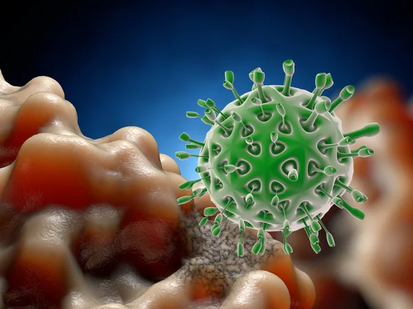 Virus. Bacteria.Viruses i infekterade organismen, virussjukdom epidemi. 3D gör — Stockfoto