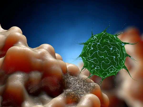 Virus. Virus en el organismo infectado, epidemia de enfermedades virales. 3d renderizar — Foto de Stock