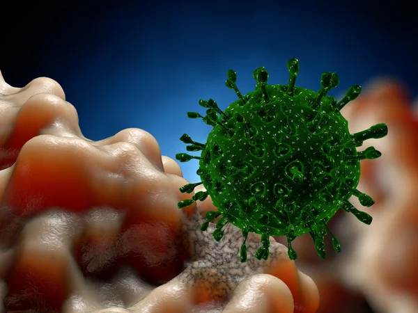 Vírus. Bacteria.Viruses a fertőzött szervezetben, vírusos betegség járvány. 3D render — Stock Fotó