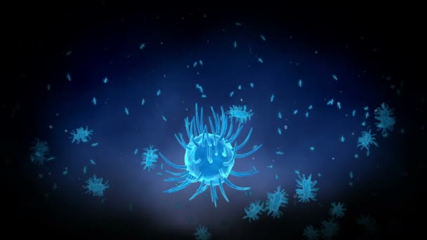 Virussen, bacteriën, infectie binnen organisme mening. Proces van infectie. Realistische 3d render — Stockvideo