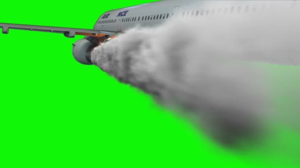 Konzept Luftunfall. Motor in Flammen. Flugzeugabsturz. Alpha-Kanal. — Stockvideo