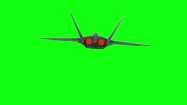 Askeri uçak bombaları yüksek bir yükseklikten düşüyor. F-22 bulutlar, yeşil ekran görüntüleri