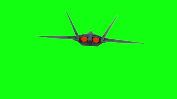 Militärflugzeug wirft Bomben aus großer Höhe ab. f-22 in Wolken, Green Screen Filmmaterial — Stockvideo