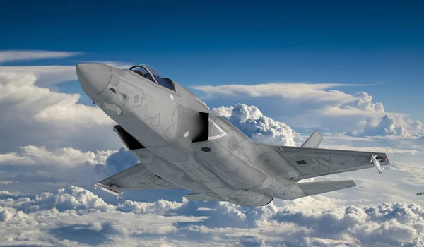 F 35 , american military fighter plane.Jet plane. Fly in clouds — Stock Photo, Image