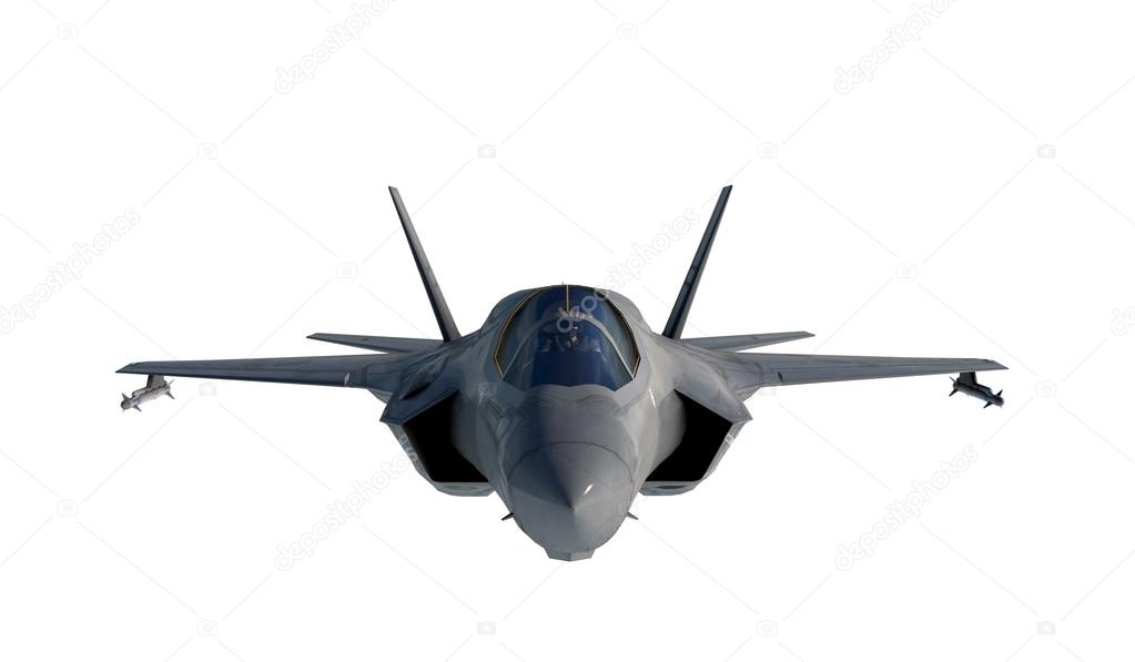 F 35 , american military fighter plane.Jet plane. Fly in clouds