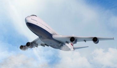 Boeing 747 bulutlarda uçan