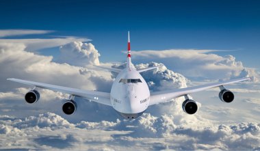Boeing 747 bulutlarda uçan