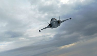 F 35, Amerikan askeri avcı uçağı. Jet uçağı. Bulutlarda uçar
