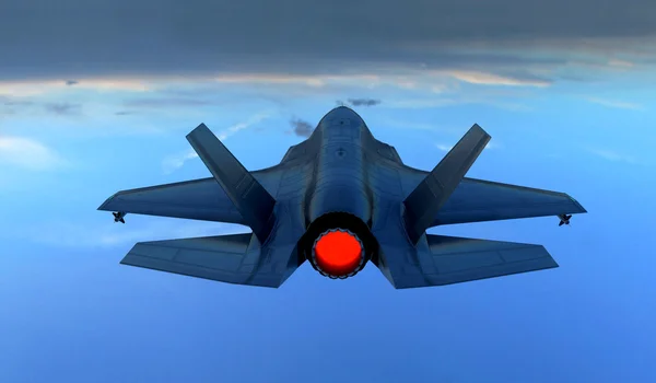 F 35 , american military fighter plane.Jet plane. Fly in clouds — Stock Photo, Image