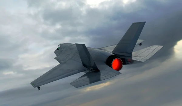 F 35, aereo da combattimento militare americano. Aereo jet. Vola tra le nuvole — Foto Stock