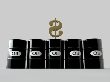 Beyaz arka plan üzerinde petrol varil. iş kavramı. Dolar. ABD