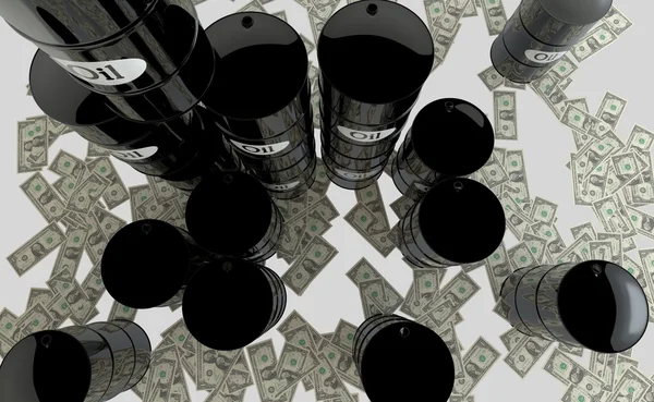 Beyaz arka plan üzerinde petrol varil. iş kavramı. Dolar. ABD