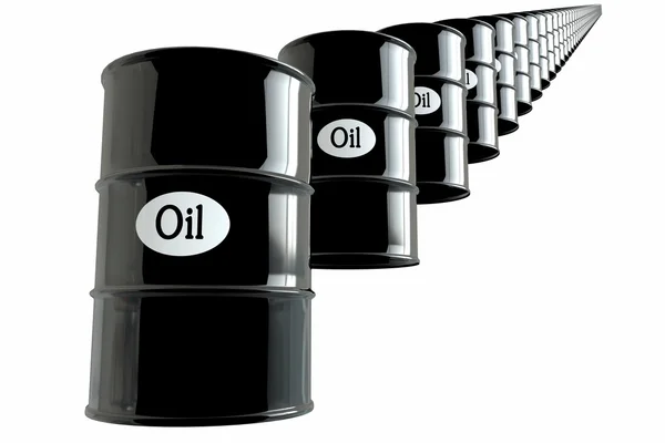 Βαρέλι πετρελαίου σε άσπρο φόντο. επιχειρηματική ιδέα. Δολάρια. ΗΠΑ — Φωτογραφία Αρχείου