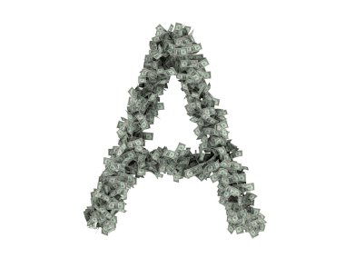 Dolar mektup. Alfabe dolar ayırmak beyaz arka plan üzerinde