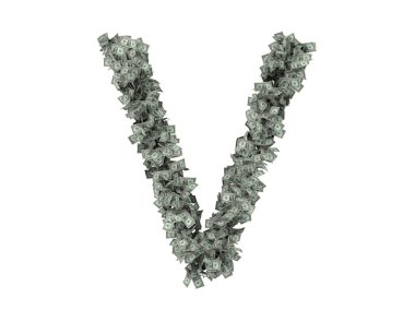 Dolar mektup. Alfabe dolar ayırmak beyaz arka plan üzerinde