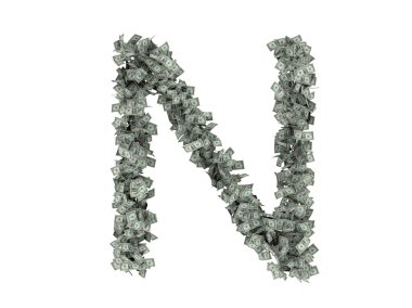 Dolar mektup. Alfabe dolar ayırmak beyaz arka plan üzerinde