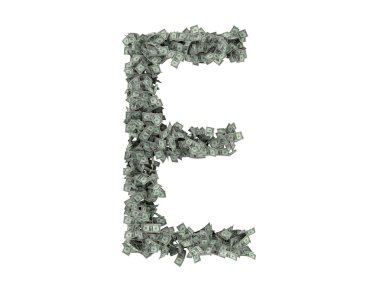 Dolar mektup. Alfabe dolar ayırmak beyaz arka plan üzerinde