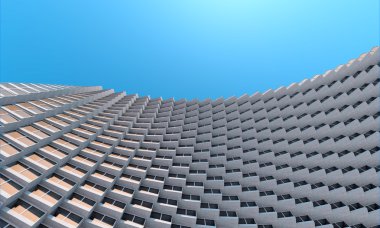 Gelecekteki mimari. Futuristik binada. Modern bina. Gelecekteki kavramı