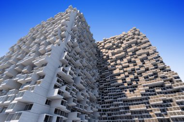 Gelecekteki mimari. Futuristik binada. Modern bina. Gelecekteki kavramı