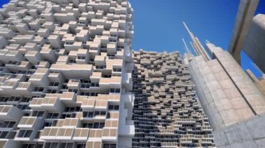 Gelecekteki mimari. Futuristik binada. Modern bina. Gelecekteki kavramı