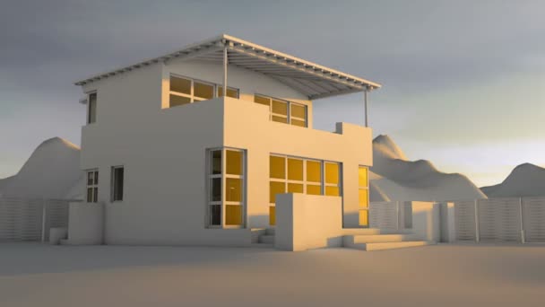 Timelapse shot of house, cottege day into night. Architect concept — Stock Video