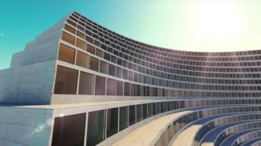 Gelecekteki mimari. Futuristik binada. Modern bina. Gelecekteki kavramı.