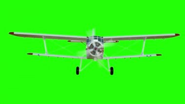 Antonov An-2 BI-uçak. Eski beyaz uçak. Gerçekçi Fizik animasyon, gerçekçi yansımalar ve hareketleri. Global aydınlatma render. Yeşil ekran görüntüleri.