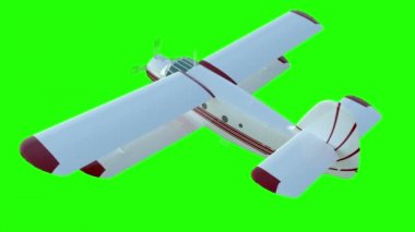 Antonov An-2 BI-uçak. Eski beyaz uçak. Gerçekçi Fizik animasyon, gerçekçi yansımalar ve hareketleri. Global aydınlatma render. Yeşil ekran görüntüleri.