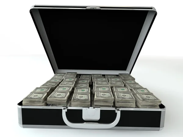 Black case with dollar. — Stock Photo, Image