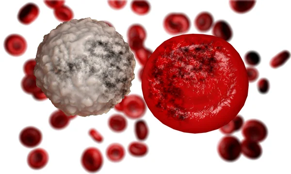 Glóbulos vermelhos danificados e doentes. conceito de doença — Fotografia de Stock